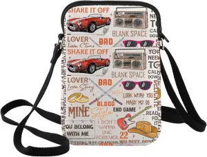 BWKTOP Singer Album Adjustable Crossbody Purse Tour Gifts Song Lyrics Travel Shoulder Bag Merchandise