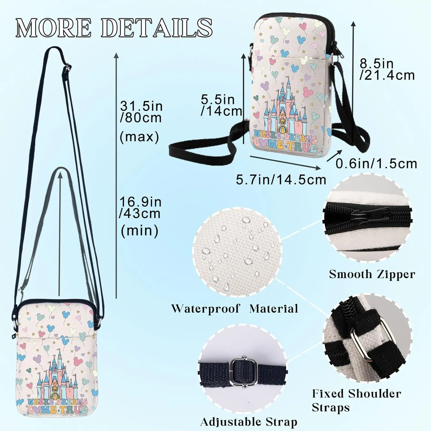 BWWKTOP Enchanted Kingdom Crossbody Bags Fantasy Land Inspired Gifts Crossover Shoulder Bag Fairy Tale Vacation Merch