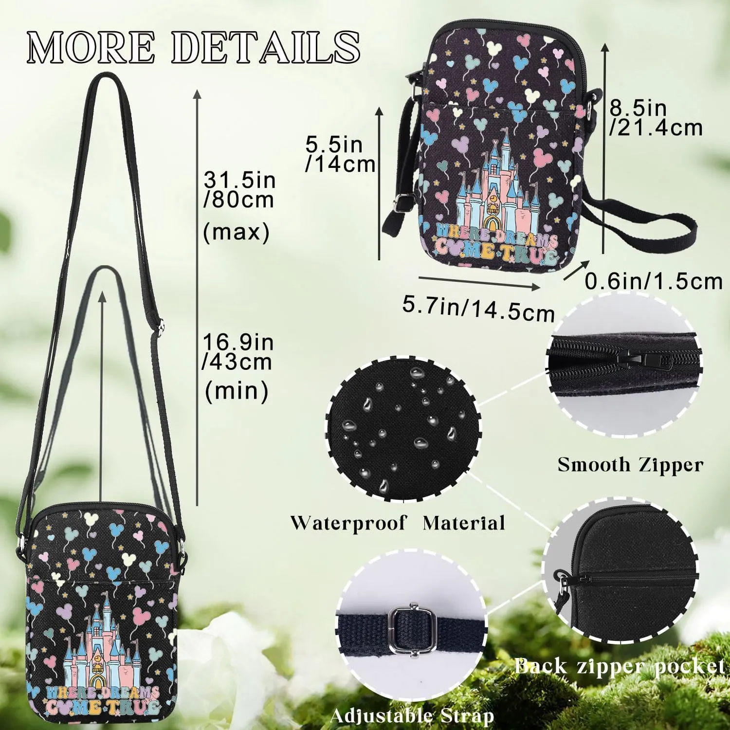 BWWKTOP Enchanted Kingdom Crossbody Bags Fantasy Land Inspired Gifts Crossover Shoulder Bag Fairy Tale Vacation Merch