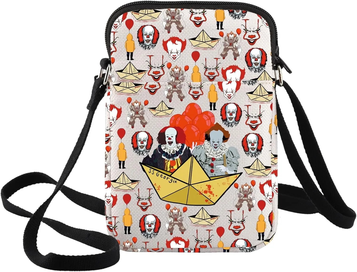 BWWKTOP Evil Clown Crossbody Bag Horror Character Gift Horror Clown Shoulder Bag