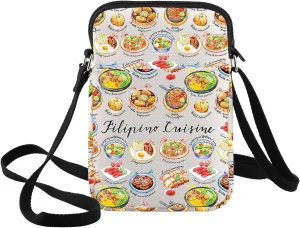 BWWKTOP Filipino Cuisine Crossbody Bag Philippines Travel Gifts Philippines Culture Shoulder Bag Filipino Vacation Gift