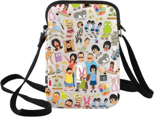 BWWKTOP Hamburger Cartoon Crossbody Bag Linda ＆＆Gene ＆ Louise Fans Gift Tina Belcher Crossover Shoulder Bag