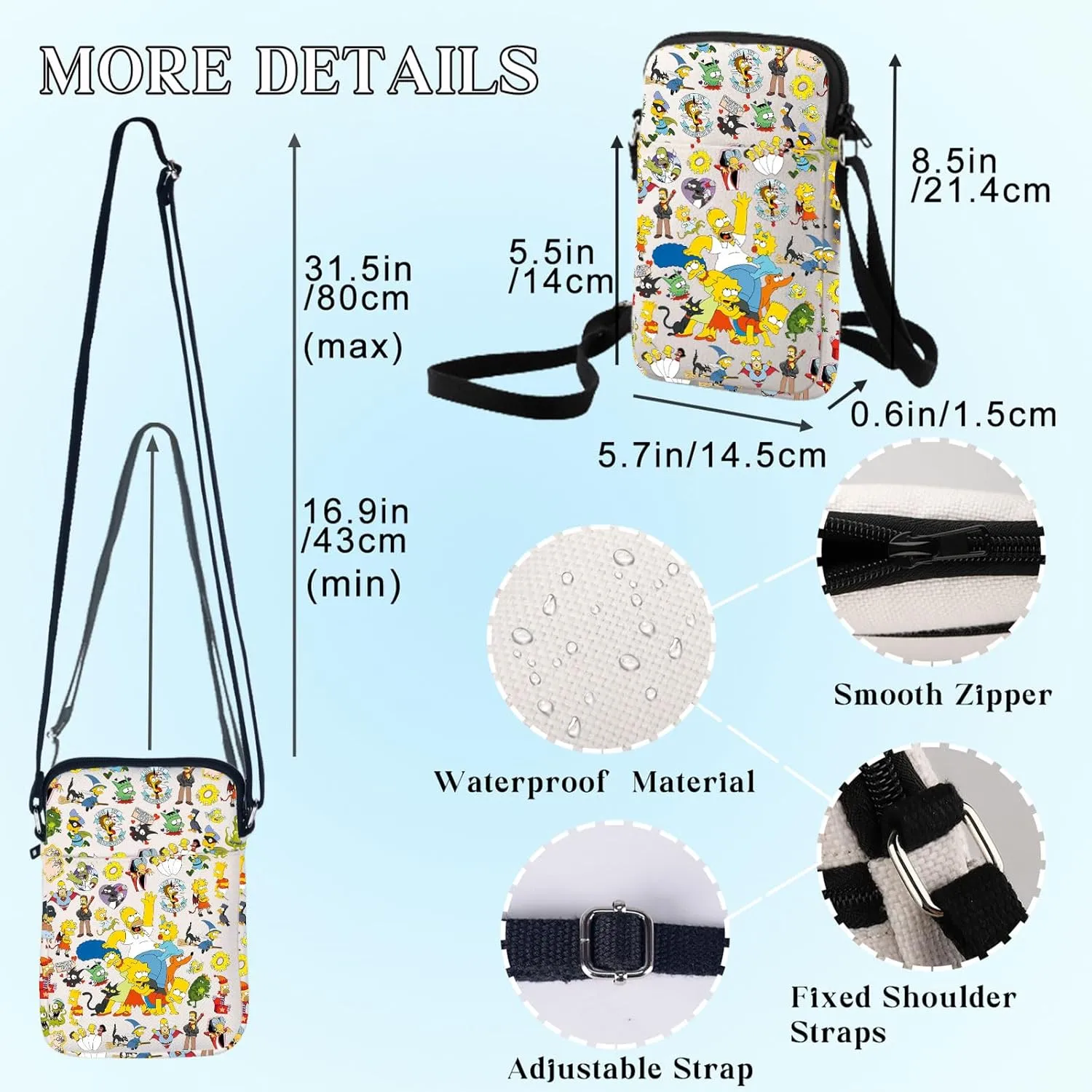 BWWKTOP Homer Family Crossbody Bag Homer & Bart Fans Gifts Marge Simpson & Lisa & Maggie Messenger Bag Homer Family Merch
