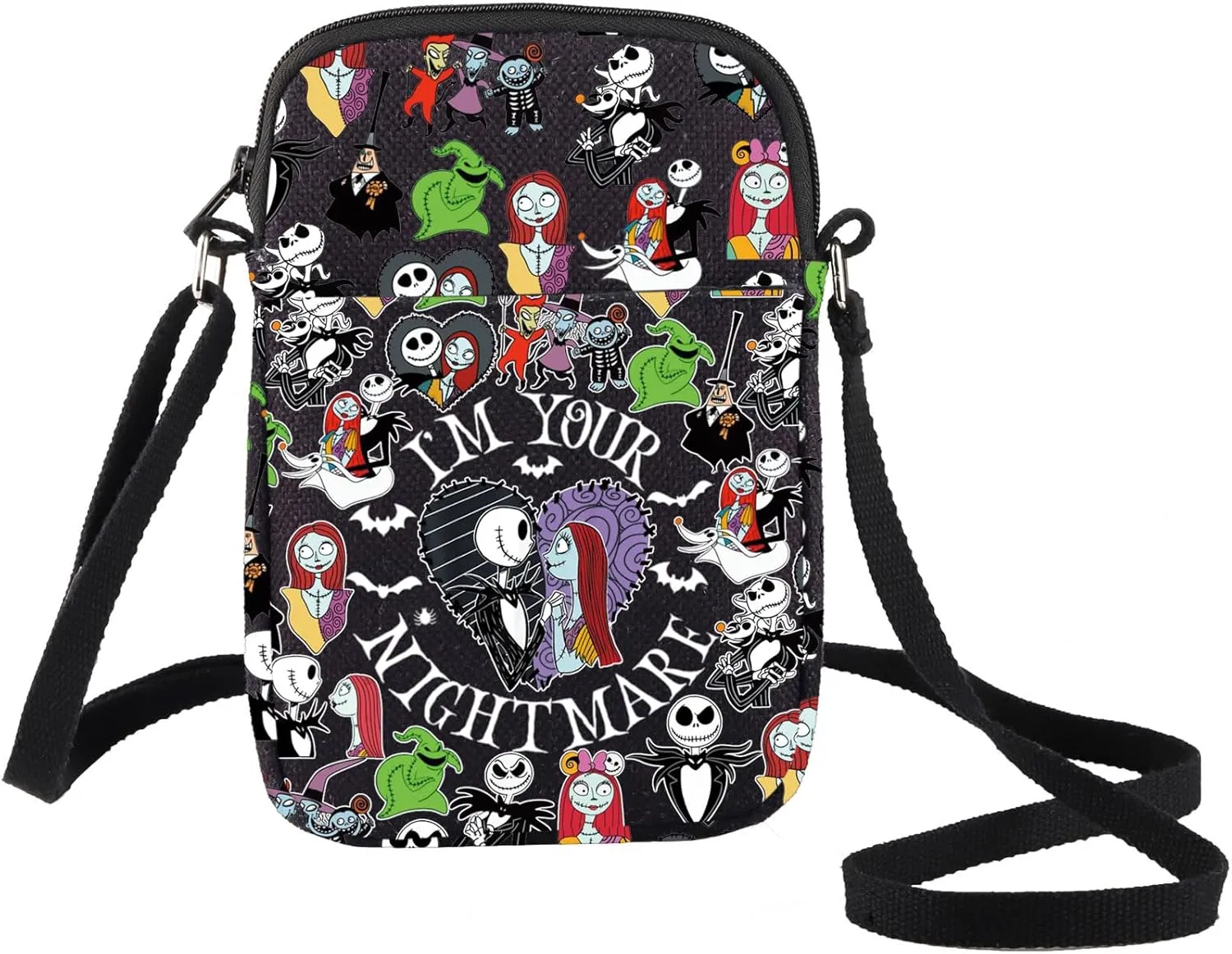BWWKTOP Jack & Sally Crossbody Bag Nightmare Santa Fans Gift Oogie Messenger Bag Mayor & Lock Merch