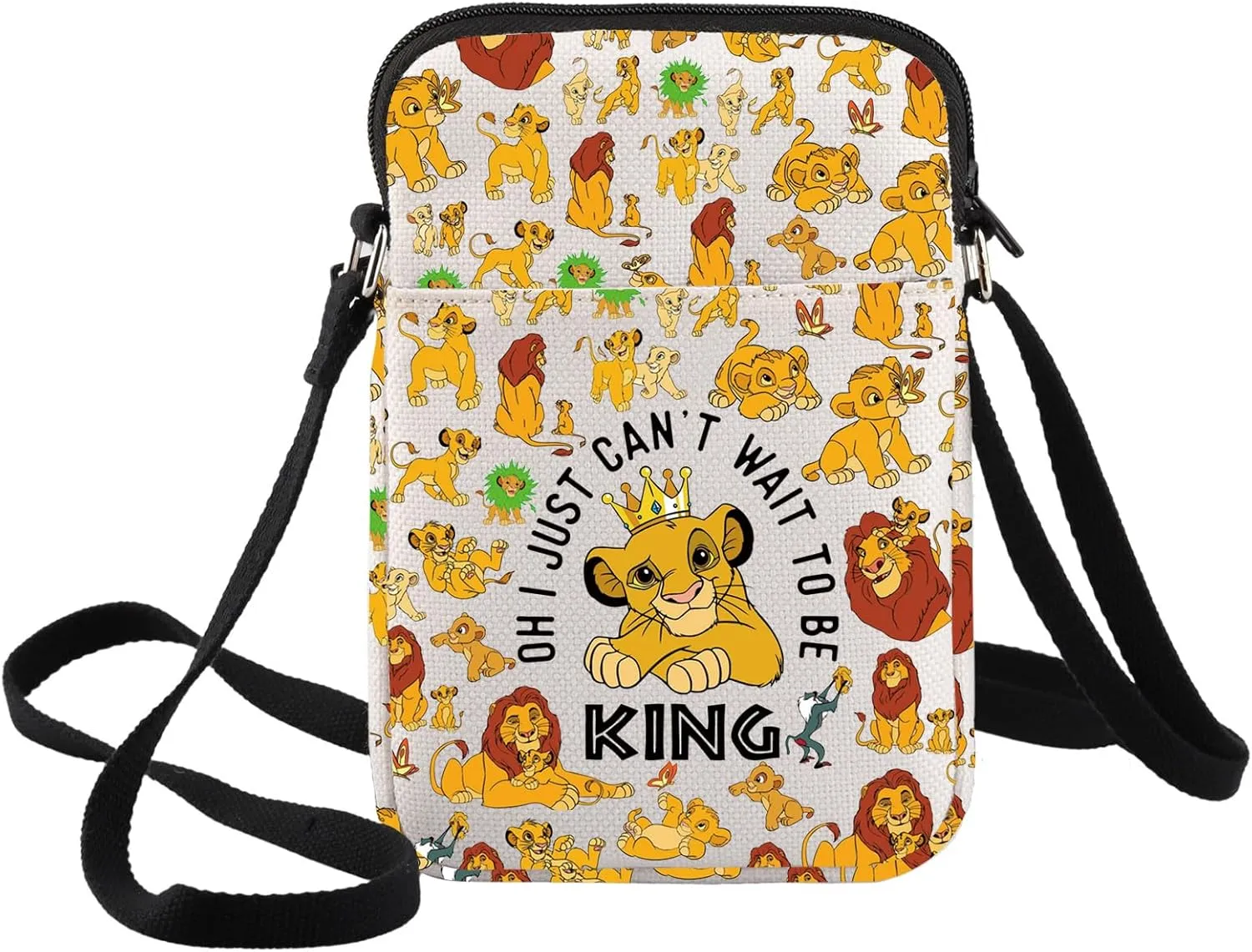BWWKTOP Lion Movie Crossbody Bag Simba Lion Fans Gift Just Can't Wait To Be King Simba Shoulder Bag Simba Merch