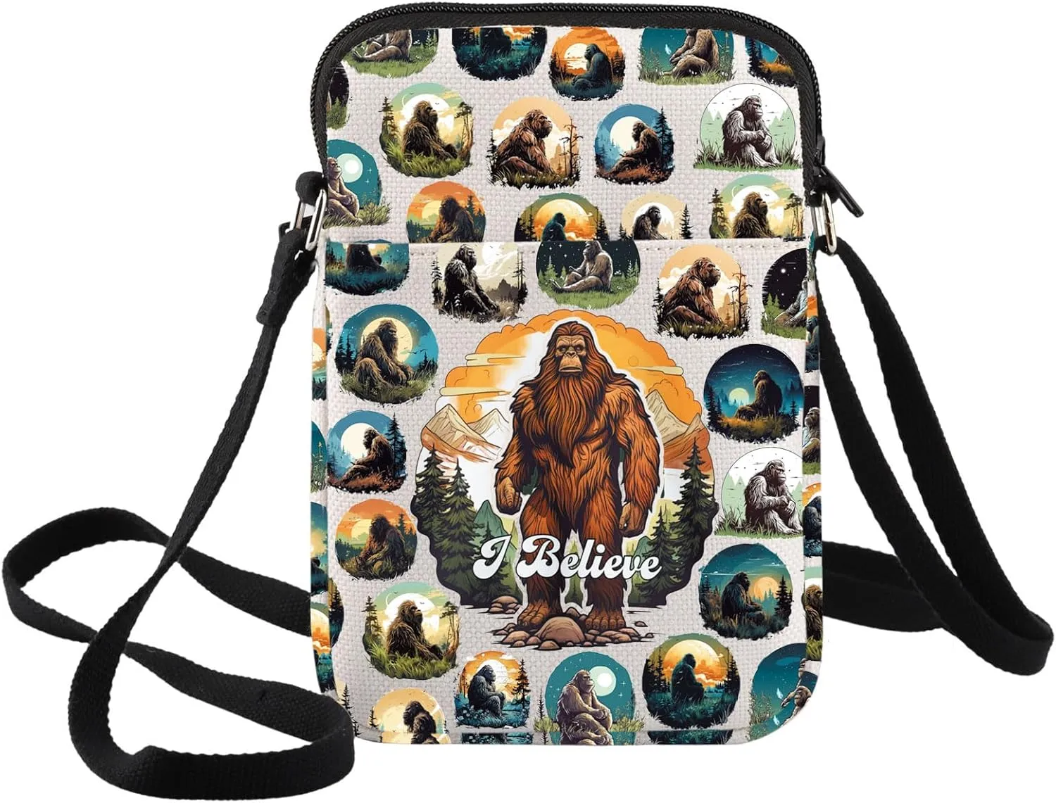 BWWKTOP Sasquatch Crossbody Bag Sasquatch Forest Gift I Believe Cryptozoology Messenger Bag Sasquatch Merch