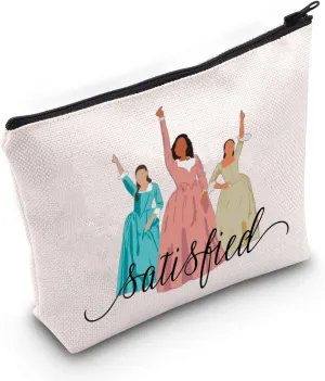 BWWKTOP Schuyler Sisters Cosmetic Makeup Bag Hamilton Musical Fans Gift Broadway Theater Zipper Pouch Bag(satisfied)