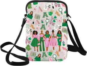 BWWKTOP Sorority Crossbody Bag Greek Sorority Gift Pink And Green Sorority Shoulder Bag Pink Sorority Merch