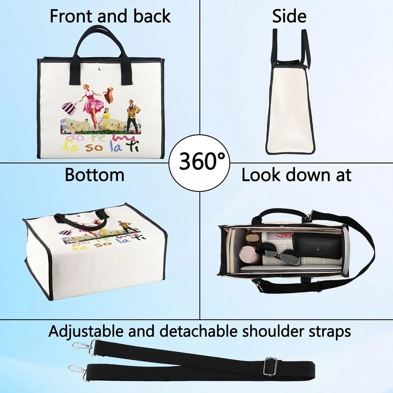 BWWKTOP Sound Of Music Cosmetic Makeup Bag Von Trapp Gift Do Re Mi Fa So La Ti Theater Zipper Pouch Bag Drama Musical Merchandise (Do Re Mi BG)