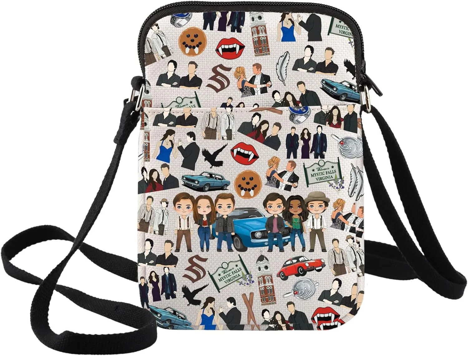 BWWKTOP TVD Damon Crossbody Purse Damon & Stefan Fans Gift Salvatore Brothers Adjustable Strap Bag Damon Merch