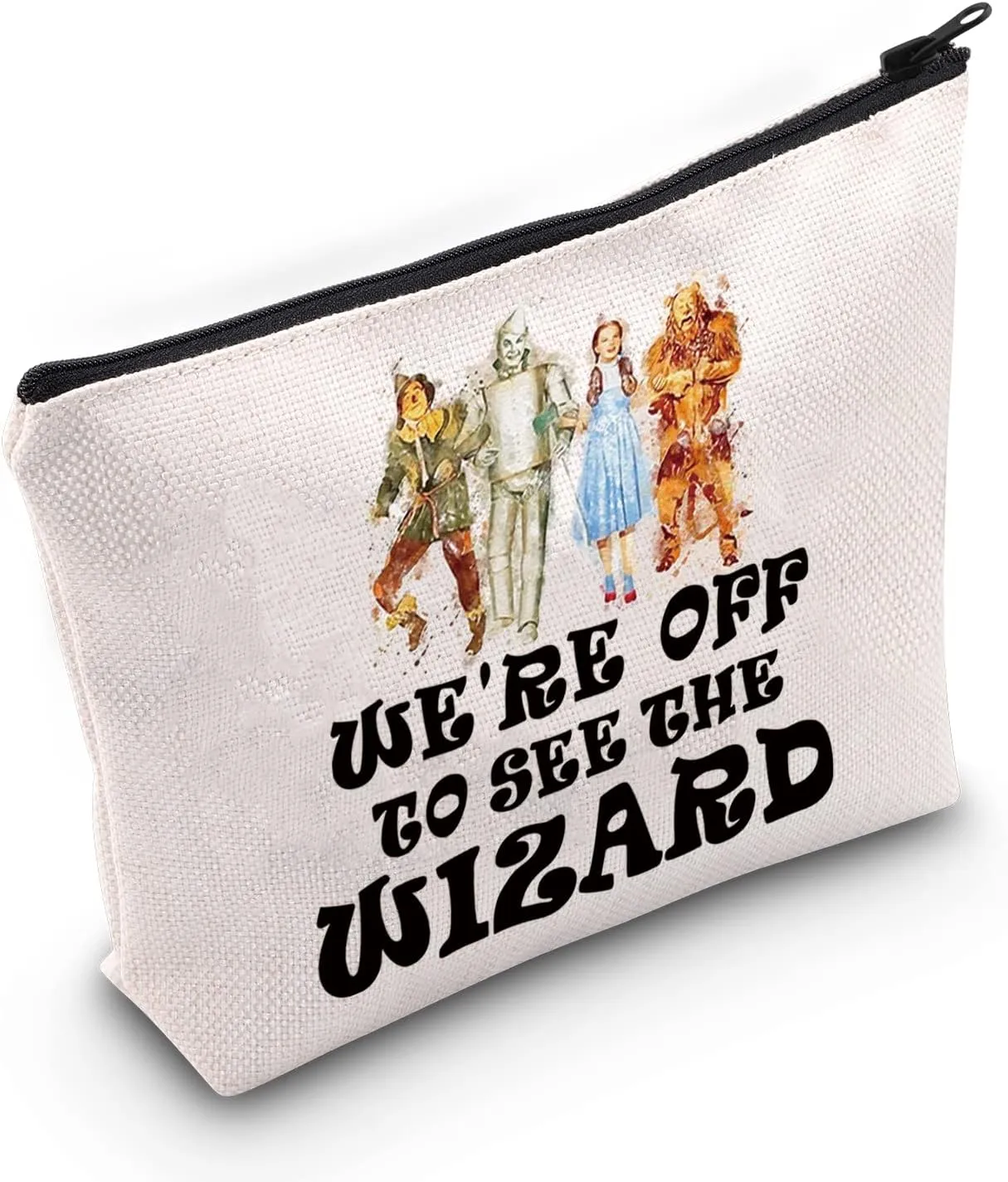 BWWKTOP Wizard Cosmetic Makeup Bag Fairy Tale Inspired Gifts We're Off To See The Wizard Zipper Pouch Bag For Fans(We're Off)