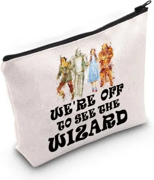 BWWKTOP Wizard Cosmetic Makeup Bag Fairy Tale Inspired Gifts We're Off To See The Wizard Zipper Pouch Bag For Fans(We're Off)