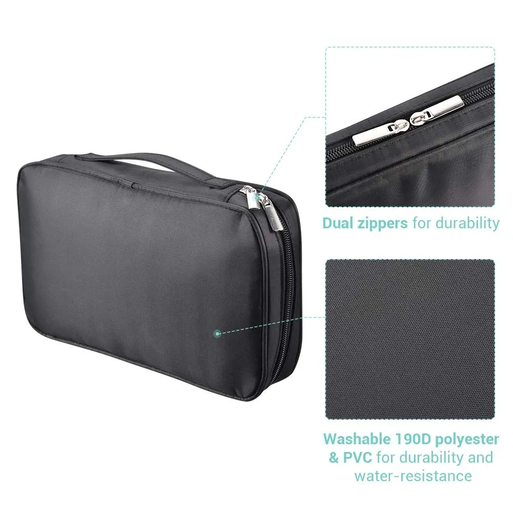 BYOOTIQUE Makeup Brush Bag Organizer Portable Multi Brush Holder Makeup Hand Bag Cosmetic Organizer Detachable Pouch Storage Case for Travel Home, Black