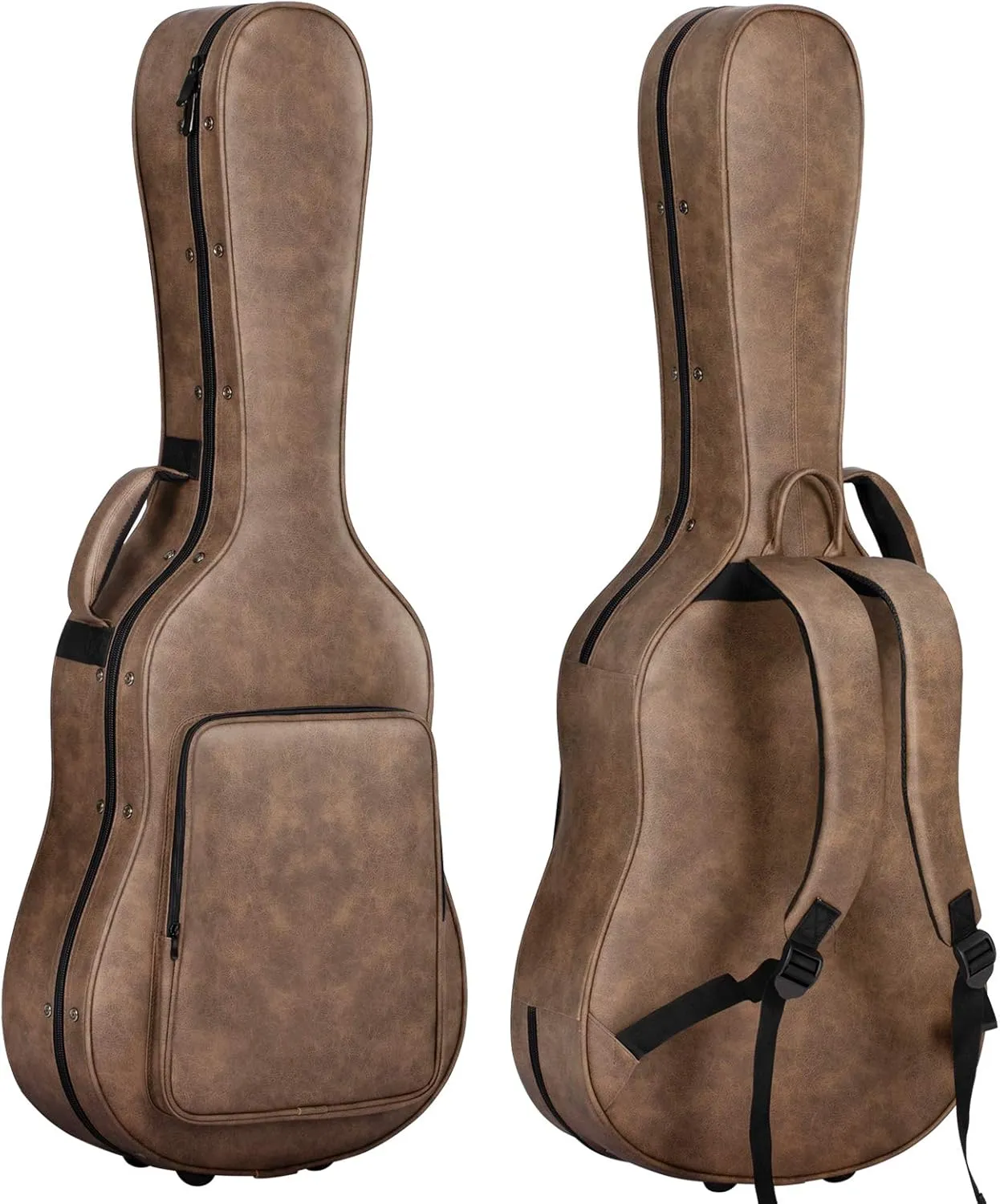 CAHAYA Acoustic Guitar Case Waterproof Hardshell 0.8in Thick Padding Waterproof PU Design Easy Cleaning with 3 Pockets and Storage Box Inside Guitar Hard Case for 40 inch Acoustic Guitar