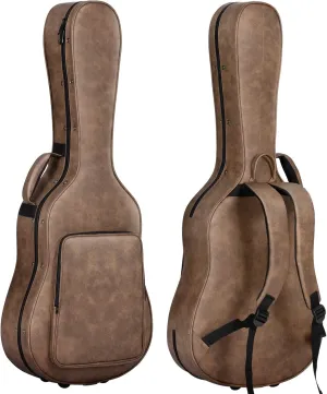 CAHAYA Acoustic Guitar Case Waterproof Hardshell 0.8in Thick Padding Waterproof PU Design Easy Cleaning with 3 Pockets and Storage Box Inside Guitar Hard Case for 40 inch Acoustic Guitar