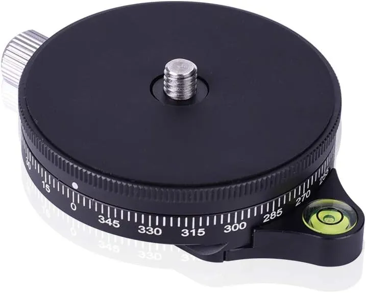 Camera Panoramic Panning Base with Arca Swiss Style Plate, 3/8" Screw Aluminum Alloy Panorama Ball Tripod Head with Bubble Level for Tripod Monopod DSLR Cameras, Load Capacity 22 LBS
