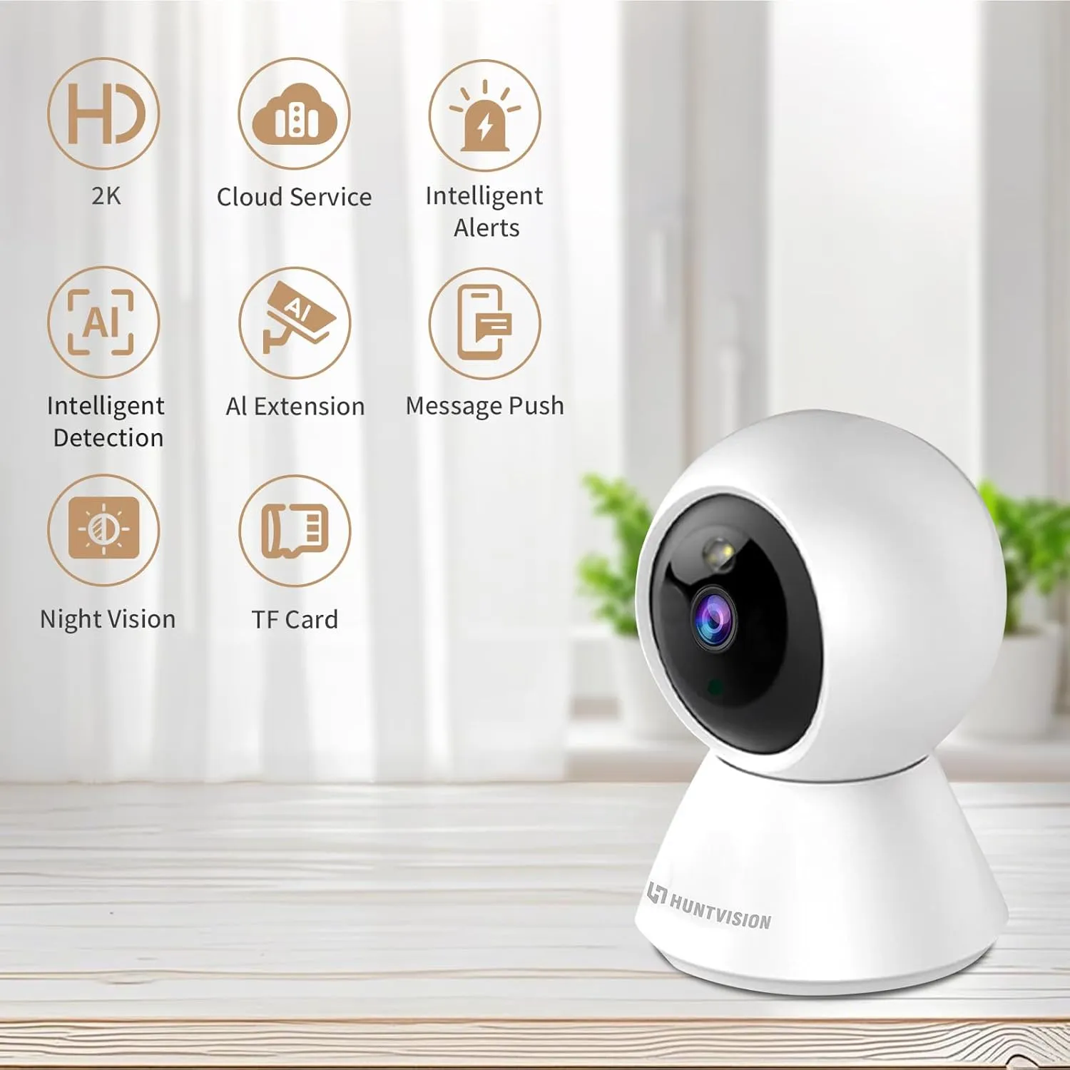 Cameras for Home Security, E3W Indoor Security Camera 3MP Full HD, 2-Way Audio, Night Vision, WiFi Pet/Kid Monitor, Motion Detection, Works with Alexa