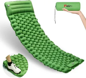 Camping Sleeping Pad, Ultralight Camping Mat with Pillow Built-in Foot Pump Inflatable Sleeping Pads, Compact Sleep Pad for Camping Backpacking Hiking Traveling