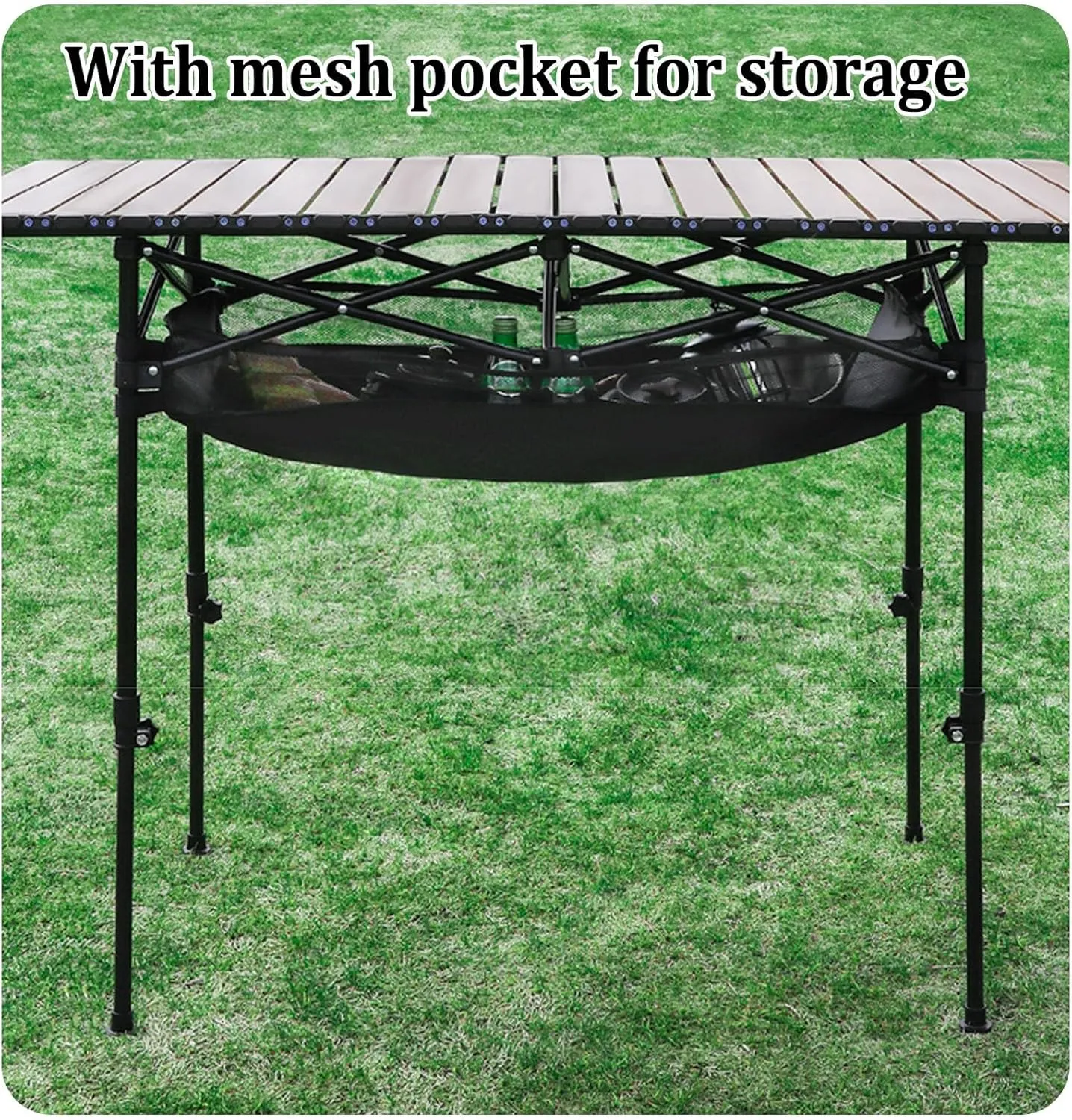 Camping Table Carbon Steel Aluminum Alloy Folding Picnic Table with Easy Carry Bag Lightweight Roll Table for Outdoor Cooking, Beach, 93*55CM