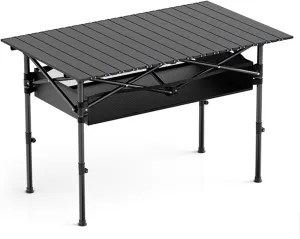 Camping Table Carbon Steel Aluminum Alloy Folding Picnic Table with Easy Carry Bag Lightweight Roll Table for Outdoor Cooking, Beach, 93*55CM