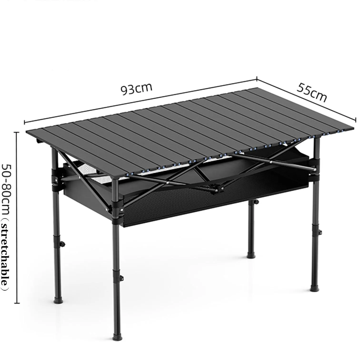 Camping Table Carbon Steel Aluminum Alloy Folding Picnic Table with Easy Carry Bag Lightweight Roll Table for Outdoor Cooking, Beach, 93*55CM