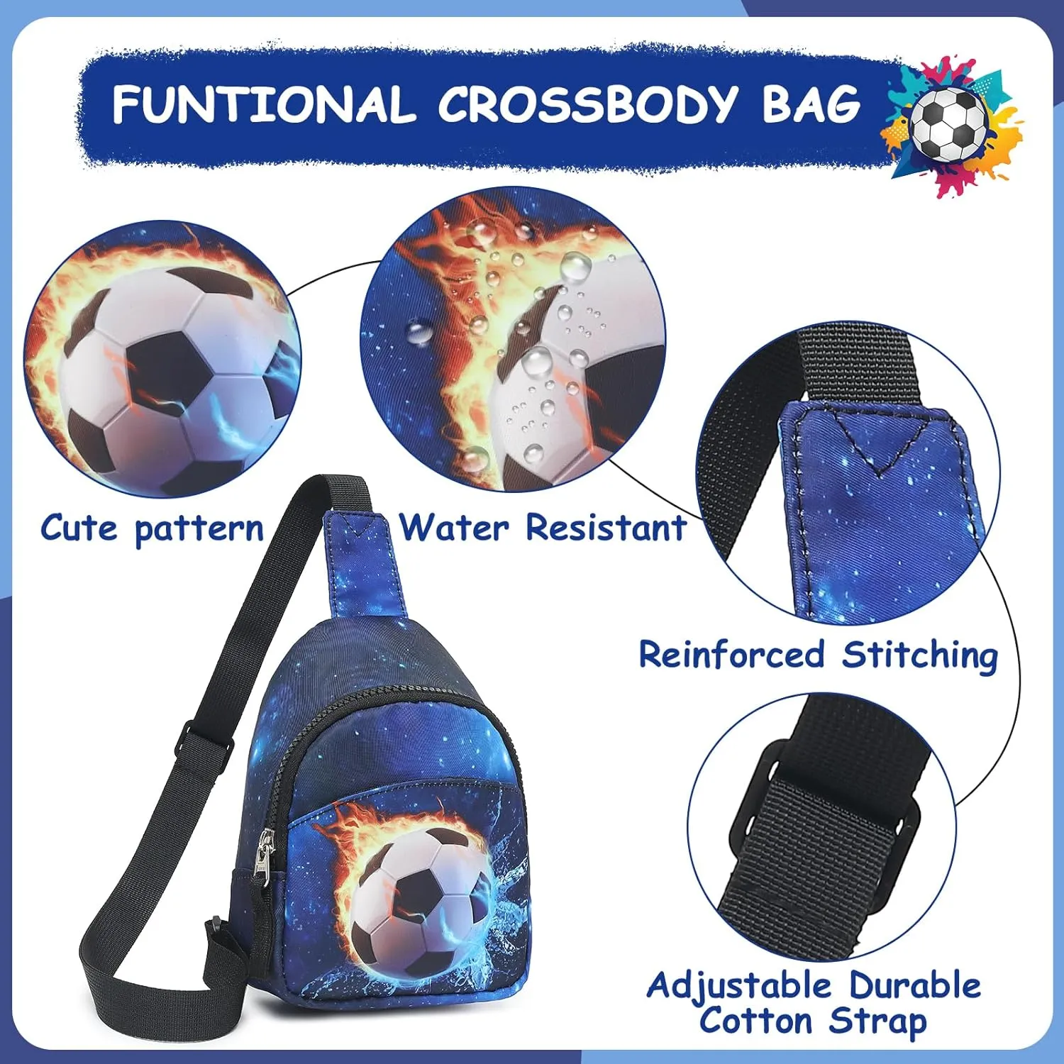 CAMTOP Crossbody Bag Kids Sling Bag Shoulder Bag Chest Pack Small Cartoon Boys Girls Travel Cycling Skating 3-8 years old