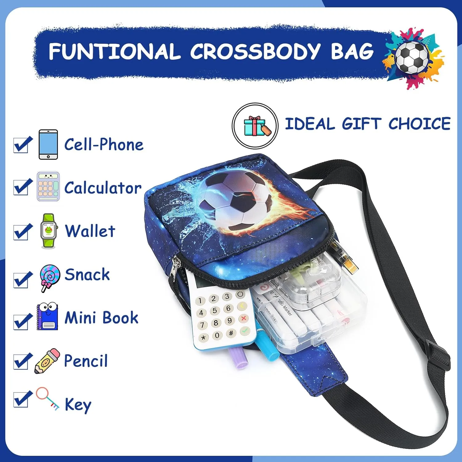 CAMTOP Crossbody Bag Kids Sling Bag Shoulder Bag Chest Pack Small Cartoon Boys Girls Travel Cycling Skating 3-8 years old