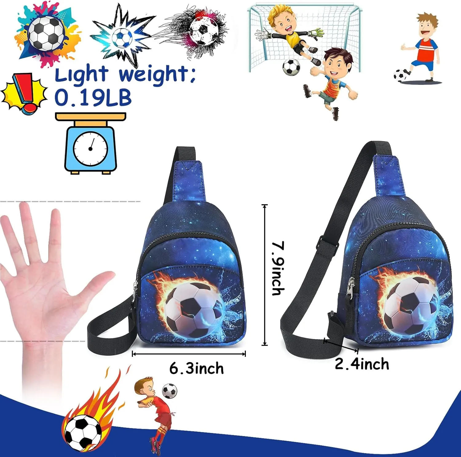 CAMTOP Crossbody Bag Kids Sling Bag Shoulder Bag Chest Pack Small Cartoon Boys Girls Travel Cycling Skating 3-8 years old