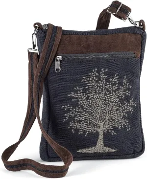 Canvas Crossbody Bag, Hippie Purse Handbag For Women, Top Zip Closure & Pockets, Adjustable and Removable Strap, 9 ½”W x 12”H