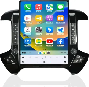Car Radio for GMC Sierra Chevrolet Silverado 2014-2019 Stereo Radio Replacement Upgraded Carplay Android Auto 8 128G 15.6 Inches 2K Screen Tesla Style GPS Navigation OEM 8 Inch (Black)
