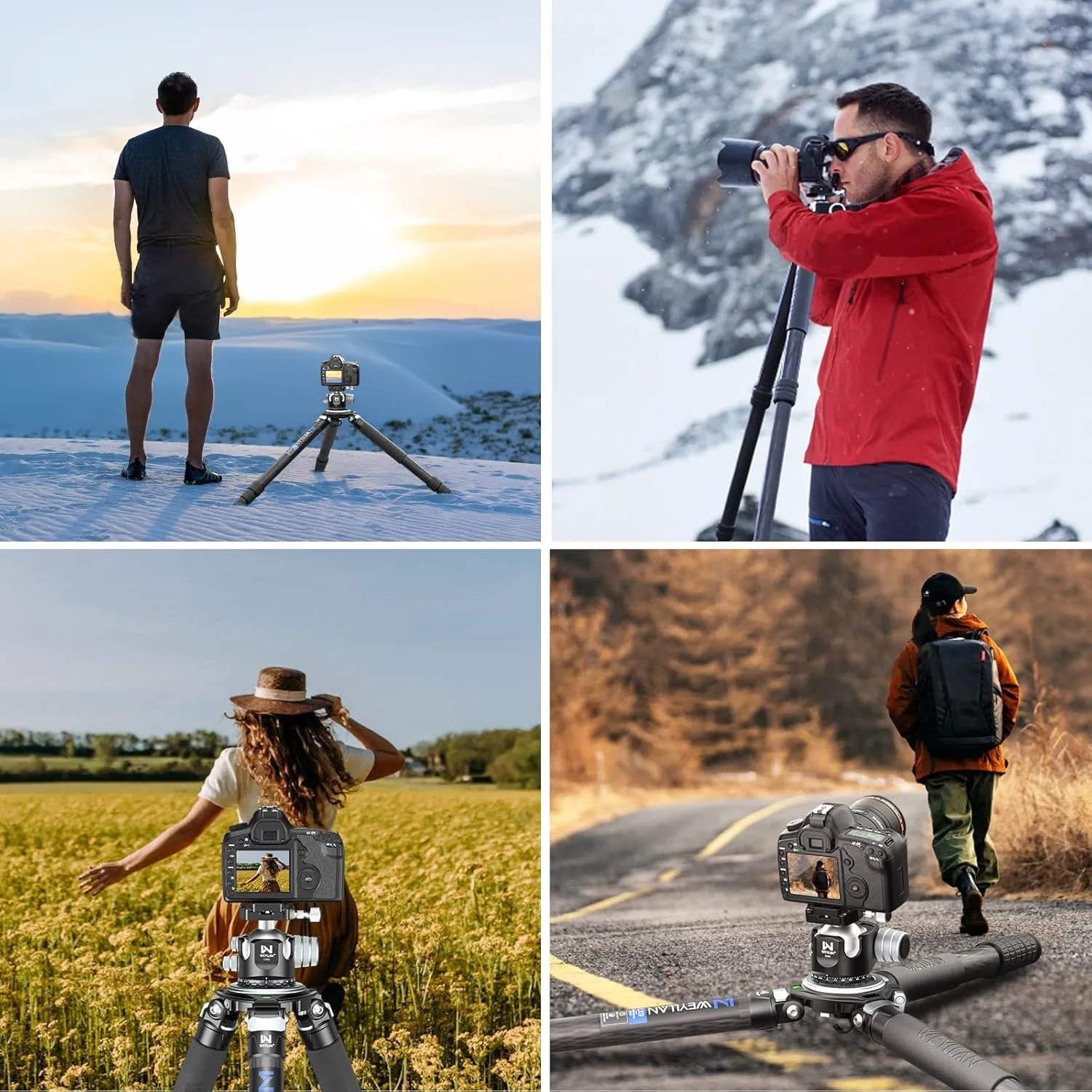Carbon Fiber Tripod WEYLLAN LX9 Professional Heavy Duty Tripod for Camera, with 75mm Bowl and Adapter, 40mm Leg Tube, 10 Layers Carbon Fibre Bowl Tripods Camera Max Load 88lbs/40kg
