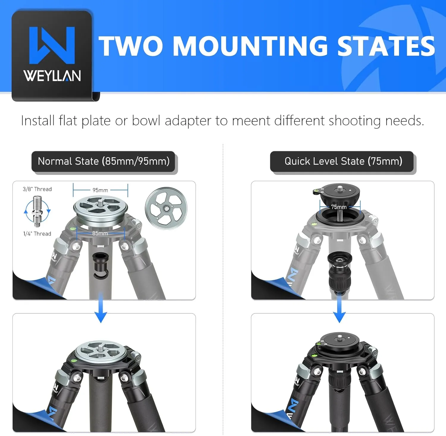 Carbon Fiber Tripod WEYLLAN LX9 Professional Heavy Duty Tripod for Camera, with 75mm Bowl and Adapter, 40mm Leg Tube, 10 Layers Carbon Fibre Bowl Tripods Camera Max Load 88lbs/40kg
