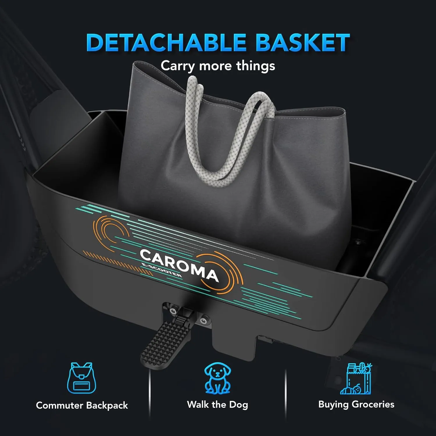 Caroma Peak 1200W Electric Scooter with Seat for Adults, 16" All Terrain Fat Tire Electric Dirt Bike, 30 Miles Ranges 20MPH Max Speed, Electric Motorcycle Bicycle with Basket for Pets & Cargo