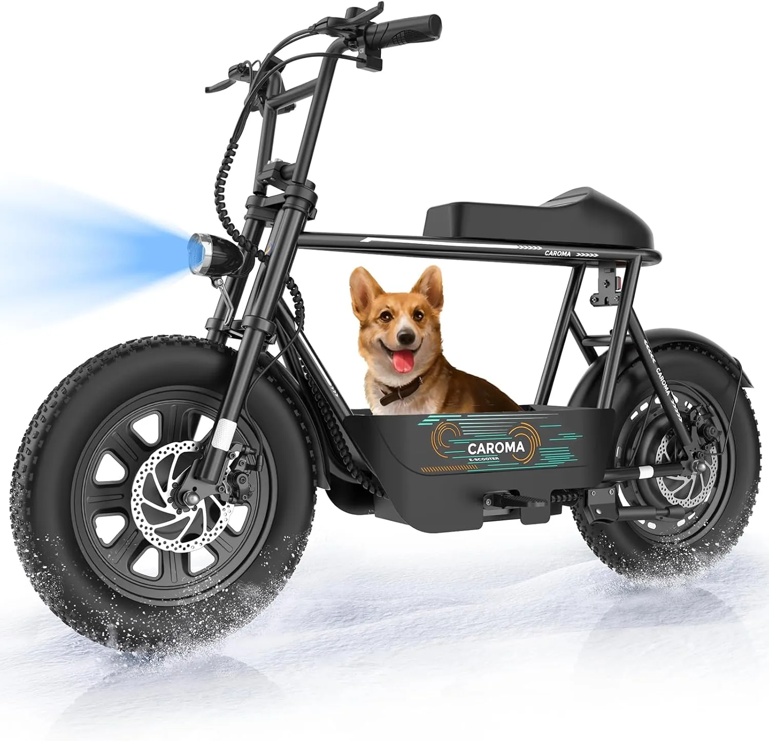 Caroma Peak 1200W Electric Scooter with Seat for Adults, 16" All Terrain Fat Tire Electric Dirt Bike, 30 Miles Ranges 20MPH Max Speed, Electric Motorcycle Bicycle with Basket for Pets & Cargo