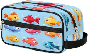 Cartoon Fish Print Travel Toiletry Bag Wash Bag Portable Cosmetic Bag Toiletries Accessories Cosmetic Storage Bag Shower Shaving Bag Unisex Animals - Fish
