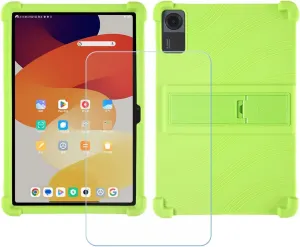 Case for Teclast T65 Max Tablet   Tempered Glass Screen Protector Protective Film,Soft Gel Green Shell Silicone Tablet Cover for Teclast T65 Max (12.95")