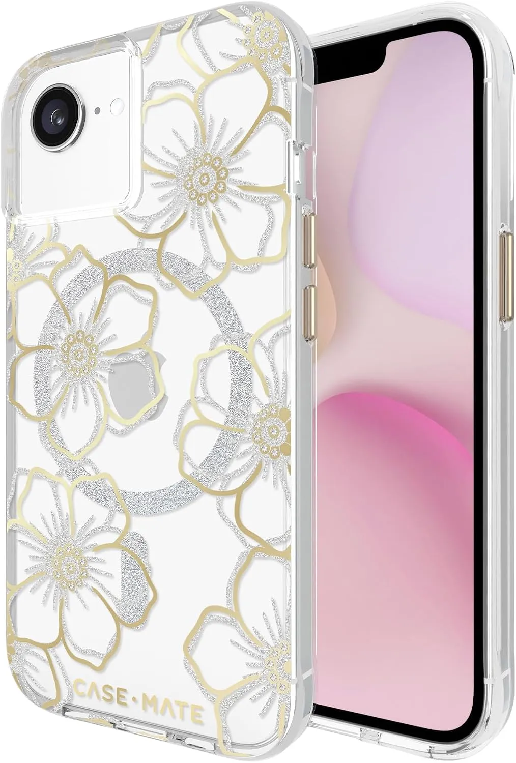 Case-Mate iPhone 16e (2025)/ 15/14/ 13 Case [Compatible with MagSafe] - Sparkly Floral Phone Case with 12ft Drop Protection - Premium Magnetic Cover for iPhone 16e (2025)/ 15/14/ 13 - Floral Gems