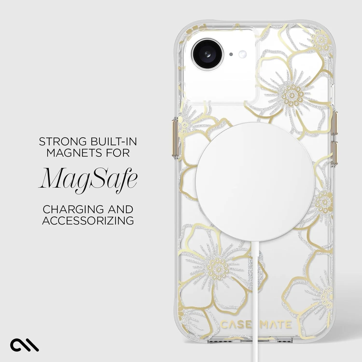 Case-Mate iPhone 16e (2025)/ 15/14/ 13 Case [Compatible with MagSafe] - Sparkly Floral Phone Case with 12ft Drop Protection - Premium Magnetic Cover for iPhone 16e (2025)/ 15/14/ 13 - Floral Gems