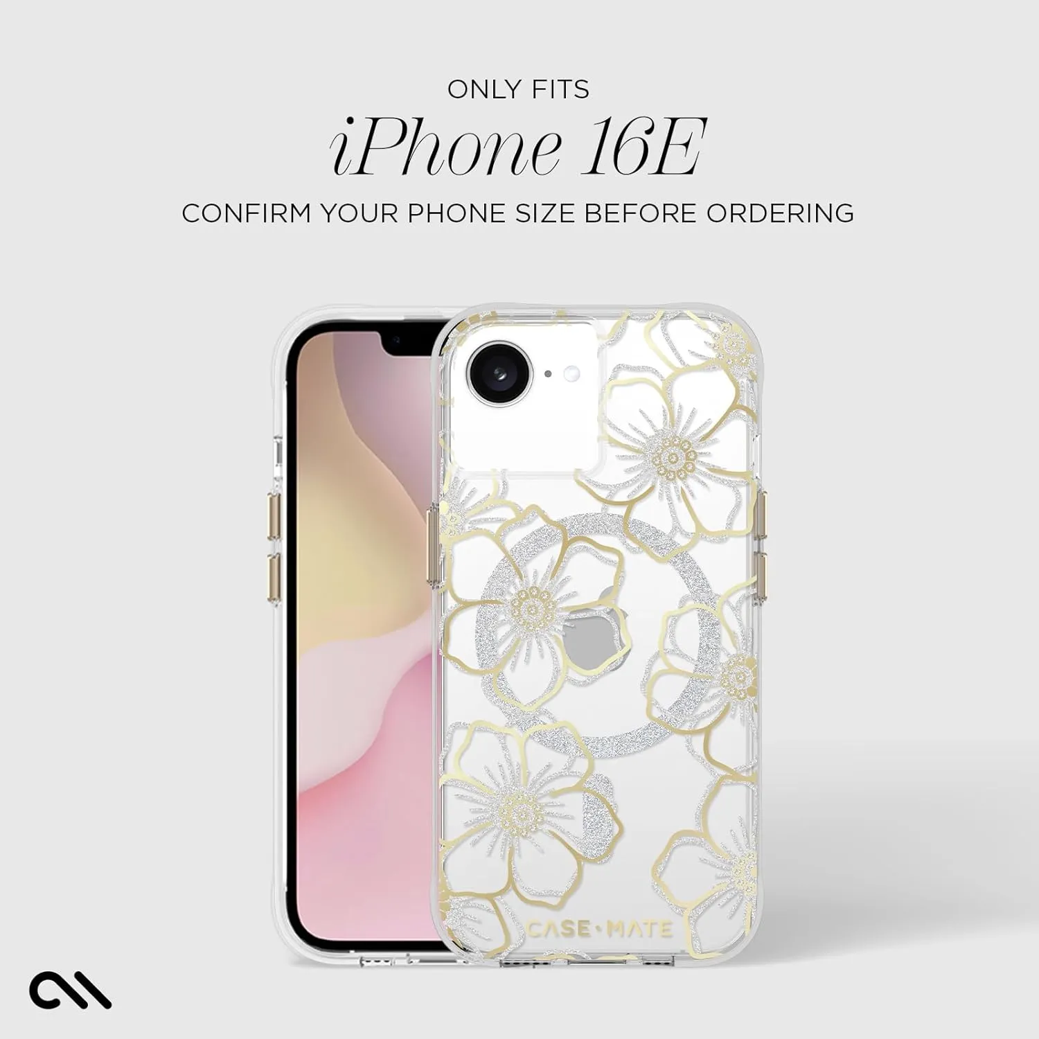 Case-Mate iPhone 16e (2025)/ 15/14/ 13 Case [Compatible with MagSafe] - Sparkly Floral Phone Case with 12ft Drop Protection - Premium Magnetic Cover for iPhone 16e (2025)/ 15/14/ 13 - Floral Gems