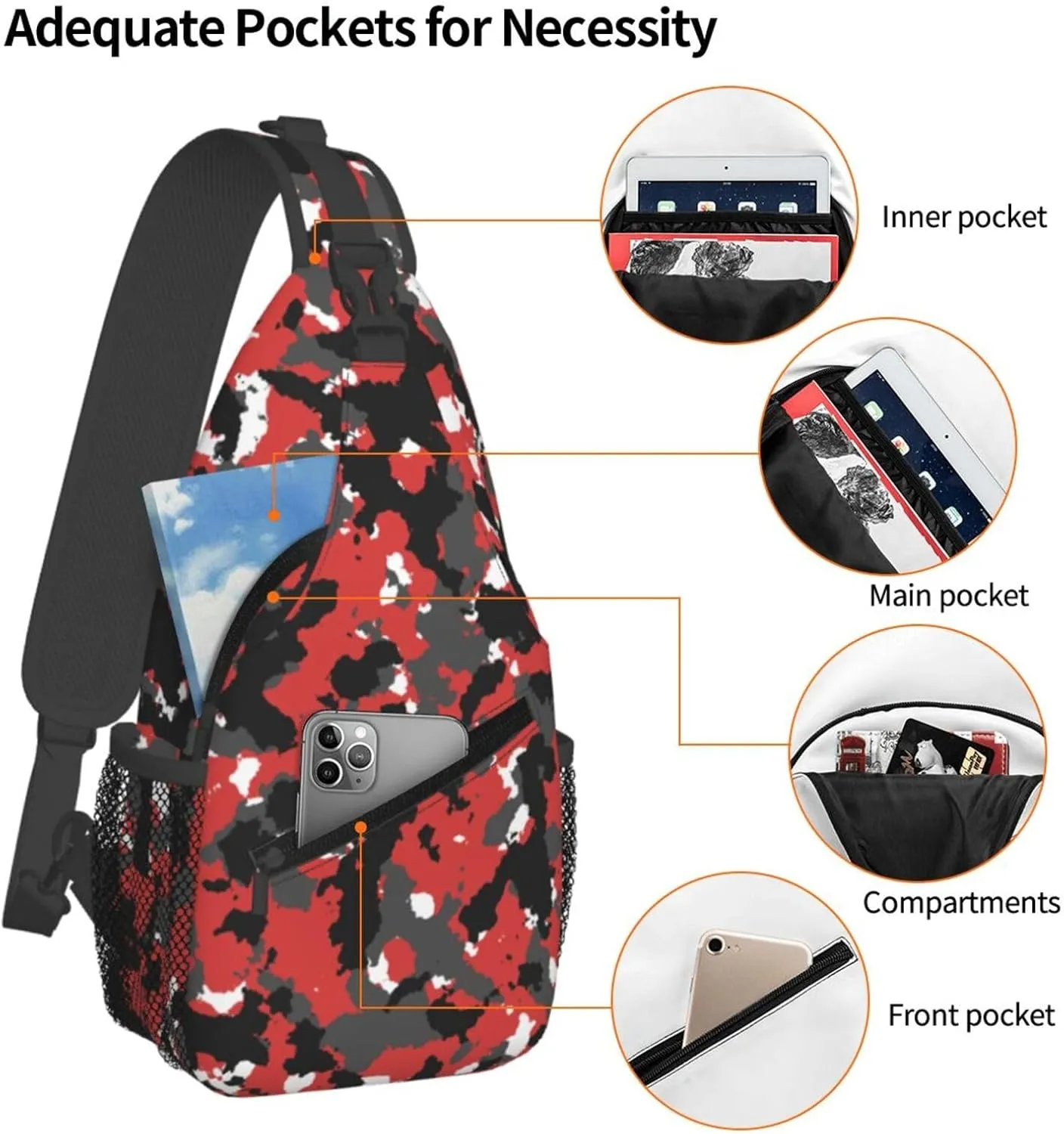 Cash US Dollar Sling Bag Adjustable Crossbody Bag Casual Chest Bags Travel Shoulder Backpack For Women Men