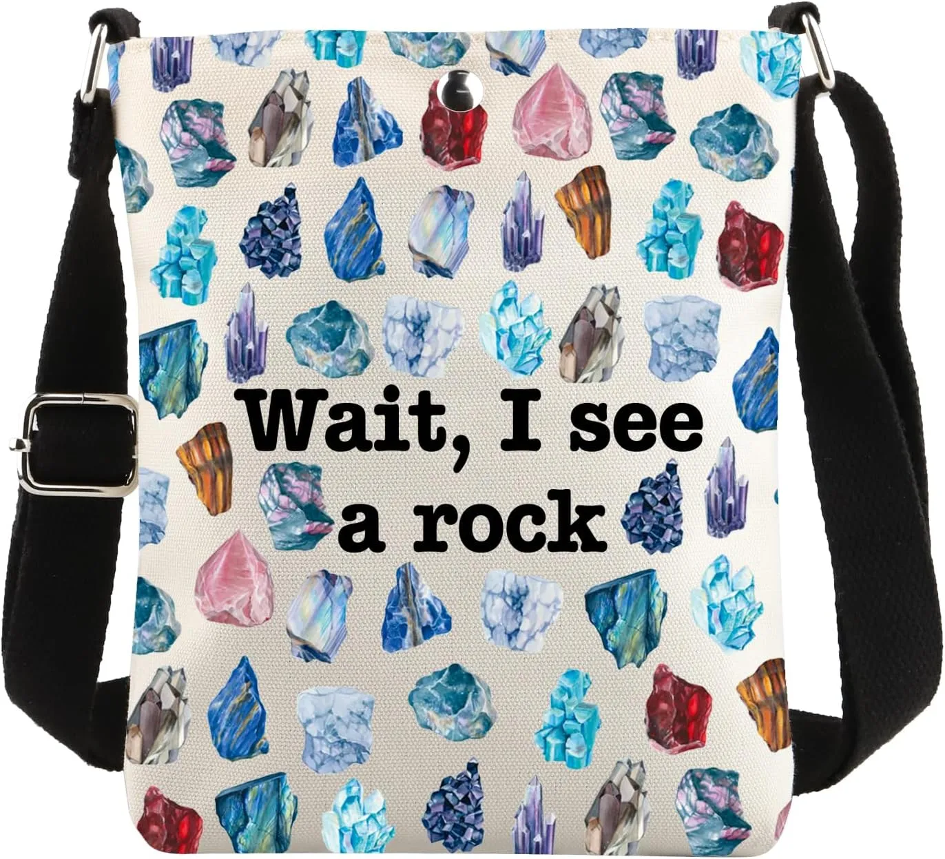 CENWA Geology Crossbody Bag Wait I See A Rock Carry-on Bag Rock Collector Cross Body Bag Geology Teacher Gift