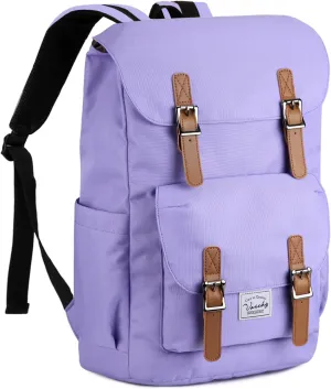 Chase Chic Backpack for Women, Vintage Rucksack Bookbag 15.6 inch Fashion Bag Unisex Casual Daypack for Travel,College,Work(Purple)