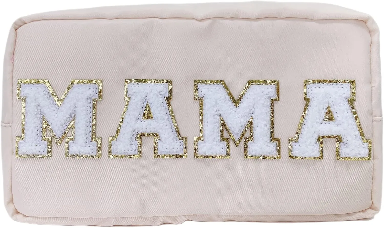 Chenille Letter Bag Mama Gift Makeup Bag Nylon Cosmetic Bag with Varsity Patch Makeup Pouch Bag Gift Toiletry Bag For Travel