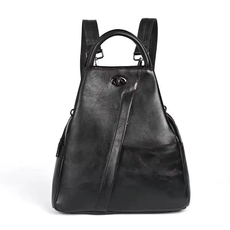 Chic & Functional Retro-Inspired Leather Backpack for Women - Fushia