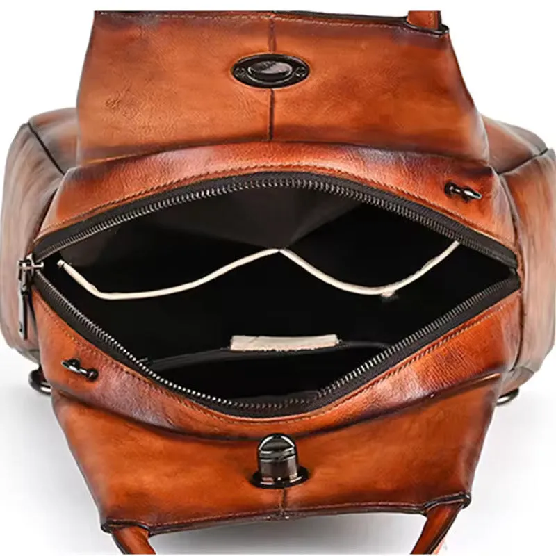 Chic & Functional Retro-Inspired Leather Backpack for Women - Fushia