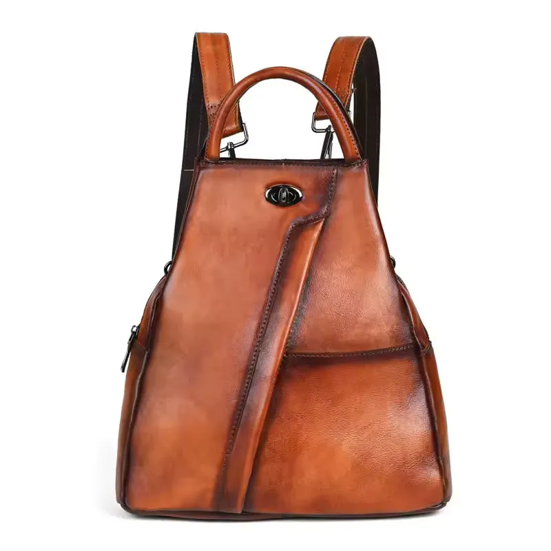 Chic & Functional Retro-Inspired Leather Backpack for Women - Fushia