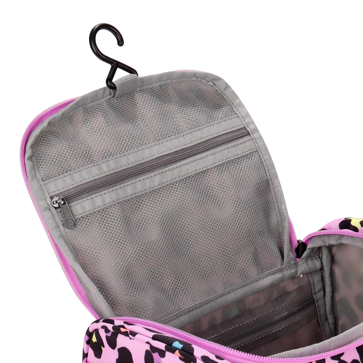 Choco Mocha Kids Toiletry Bag for Girls, Travel Waterproof Hanging Toiletry Bag for Girls, Cheetah, Pink
