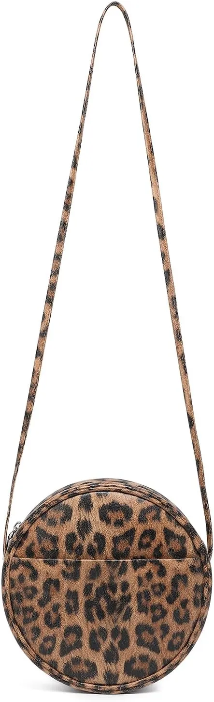 Circle Crossbody Bag for Women NYLON Circle Purse with Zipper Adjustable Knot Shoulder Straps