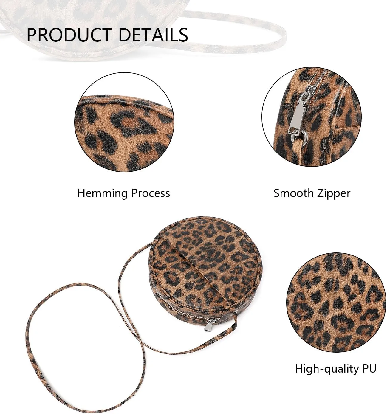 Circle Crossbody Bag for Women NYLON Circle Purse with Zipper Adjustable Knot Shoulder Straps