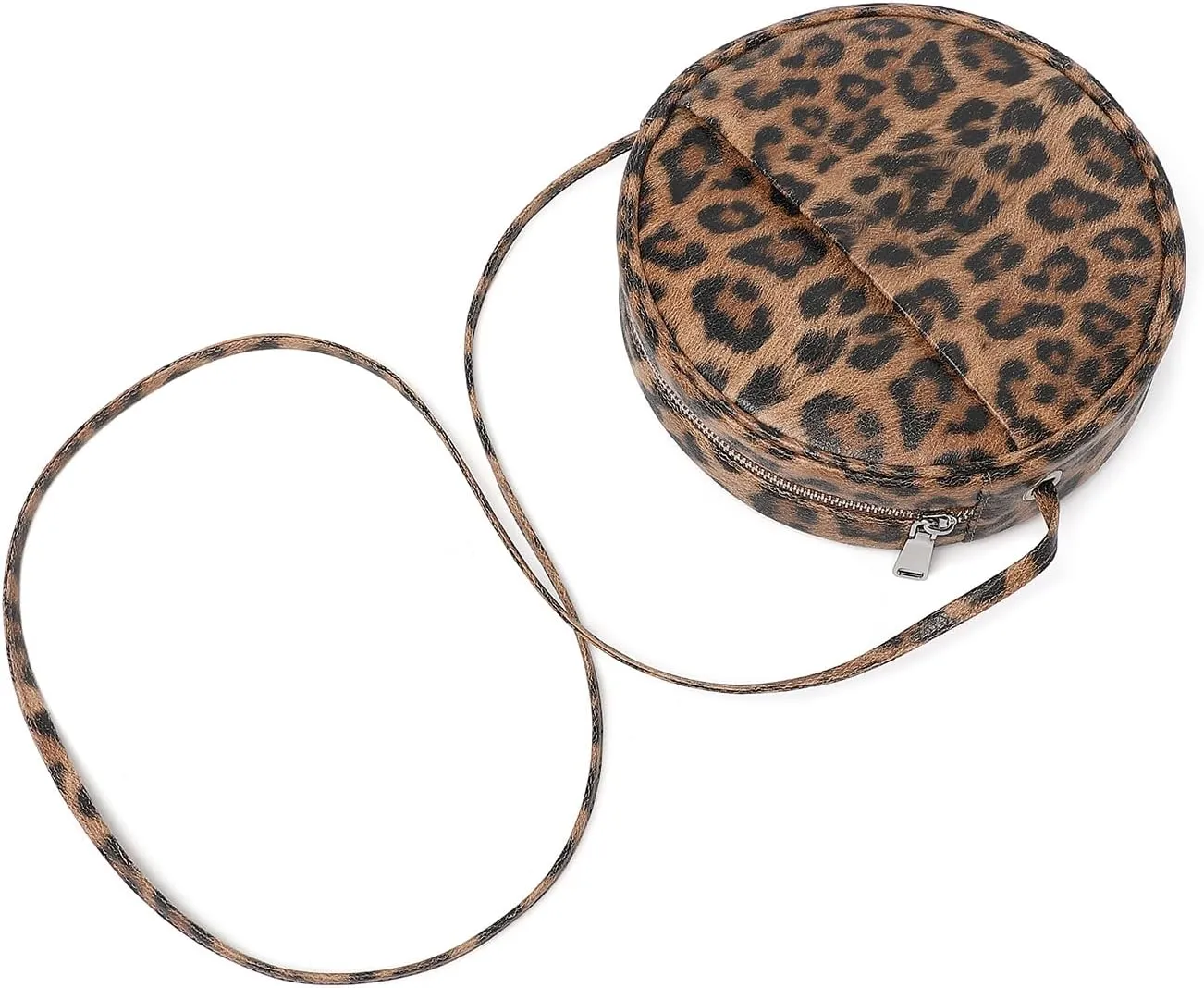 Circle Crossbody Bag for Women NYLON Circle Purse with Zipper Adjustable Knot Shoulder Straps